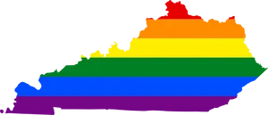 Kentucky State Outline Rainbow Flag PNG image