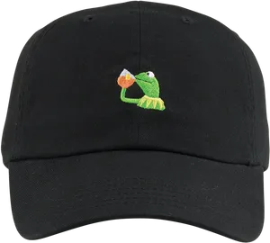 Kermit Embroidered Black Cap PNG image