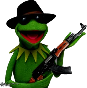 Kermit_ Gangster_ Style PNG image