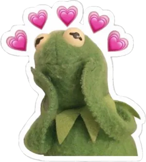 Kermit Love Hearts Sticker PNG image