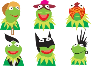 Kermit Multiple Personas Vector Art PNG image