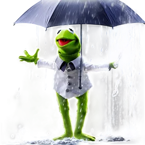 Kermit Singing In The Rain Png 05232024 PNG image