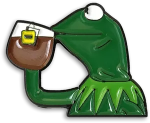 Kermit Sipping Tea Pin PNG image