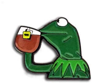 Kermit Sipping Tea PNG image