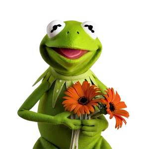 Kermit With Flowers Png 05232024 PNG image