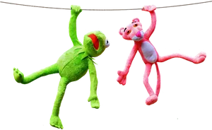 Kermitand Pink Panther Hanging Toys PNG image