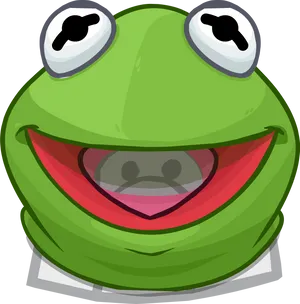 Kermitthe Frog Cartoon Portrait PNG image
