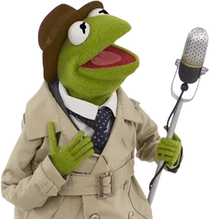 Kermitthe Frog Reporterwith Microphone PNG image
