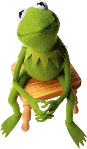Kermitthe Frog Seated Pose PNG image
