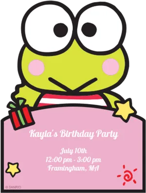 Keroppi Birthday Party Invitation PNG image