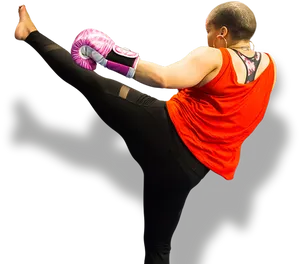 Kickboxer Performing High Kick PNG image