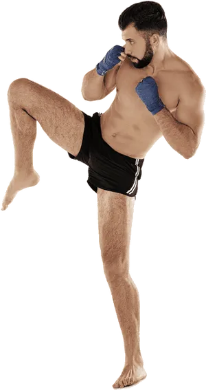 Kickboxer Performing High Kick PNG image