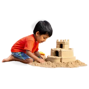 Kid Building Sandcastle PNG 80
