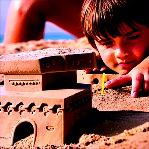 Kid Building Sandcastle PNG Gqn75