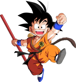 Kid_ Goku_ Joyful_ Leap_with_ Power_ Pole.png PNG image