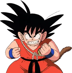 Kid Goku Readyfor Action PNG image