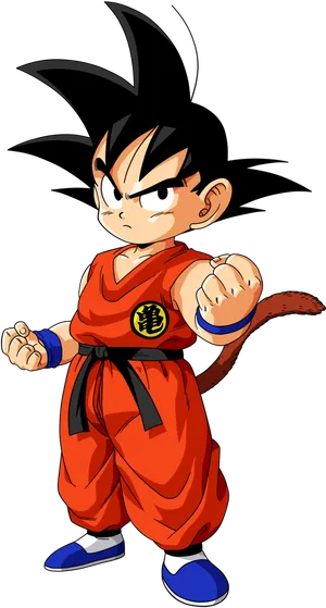 Kid Goku Readyfor Battle PNG image