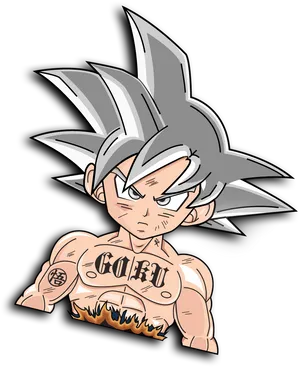Kid Goku Tattooed Attitude PNG image