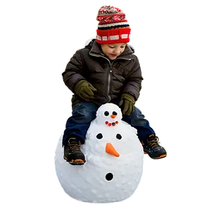 Kid Making Snowman PNG Icg