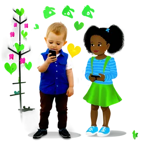 Kids And Smartphones PNG Met