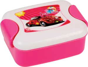 Kids Car Design Pink Tiffin Box PNG image