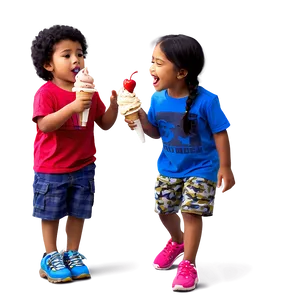 Kids Eating Ice Cream PNG 92