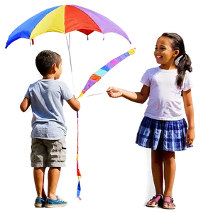 Kids Flying Kites PNG 05212024