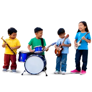Kids Music Band Playing PNG 06132024