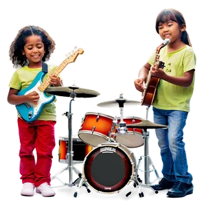 Kids Music Band Playing PNG Feq