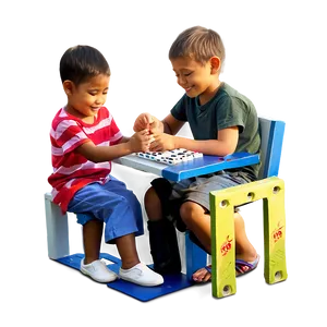 Kids Playing Dominoes PNG 06122024 PNG