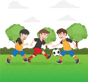 Kids Playing Football Clipart PNG image