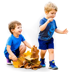 Kids Playing In Leaves PNG 06132024