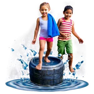 Kids Playing In Water PNG 06132024