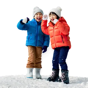 Kids Snowball Fight Victory PNG Bqq47