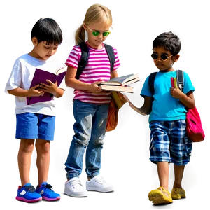 Kids With Books PNG Afl63 PNG