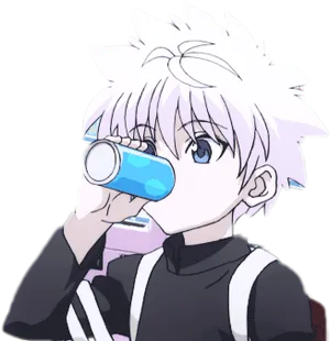 Killua Drinking Soda Anime Character PNG image
