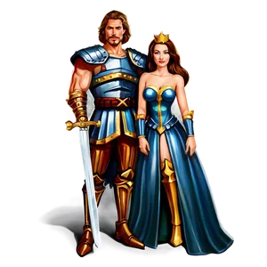 King And Queen With Swords Png Neg PNG image