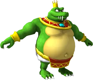 King_ K_ Rool_ Donkey_ Kong_ Character_ Render PNG