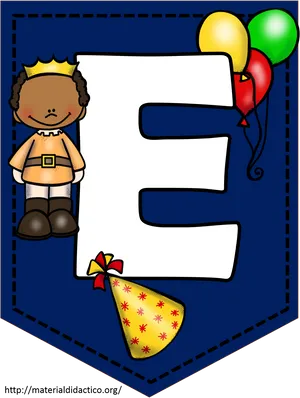 King Letter E Banner Design PNG image