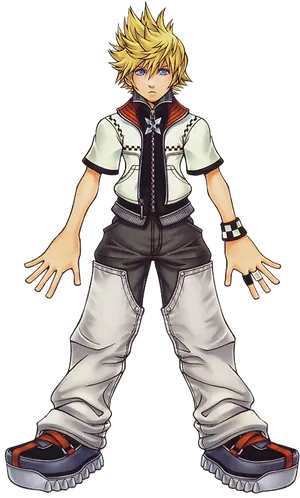Kingdom Hearts Character Roxas Standing Pose PNG image