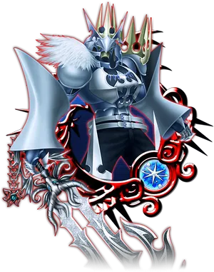 Kingdom_ Hearts_ Character_ With_ Keyblade PNG image