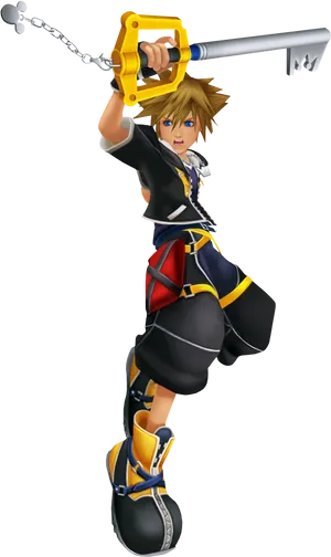 Kingdom Hearts Sora Keyblade Pose PNG image