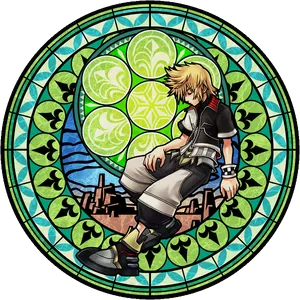 Kingdom Hearts Stained Glass Roxas PNG image