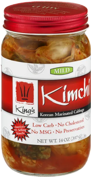 Kings Korean Kimchi Mild14oz Jar PNG image