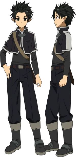 Kirito Dual Pose Anime Character PNG image