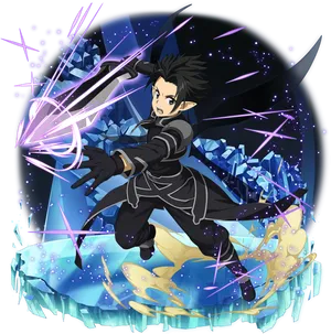 Kirito Dual Wielding Sword Art Online PNG image