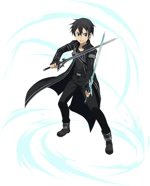 Kirito Dual Wielding Swords Art PNG image