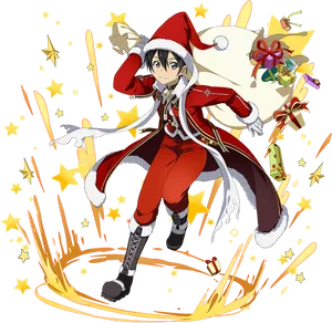 Kirito Santa Cosplay Anime Character PNG image