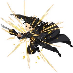 Kirito Sword Art Online Action Pose PNG image