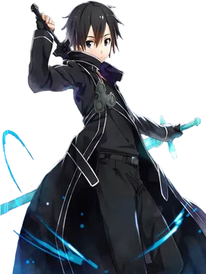 Kirito Sword Art Online Action Pose PNG image